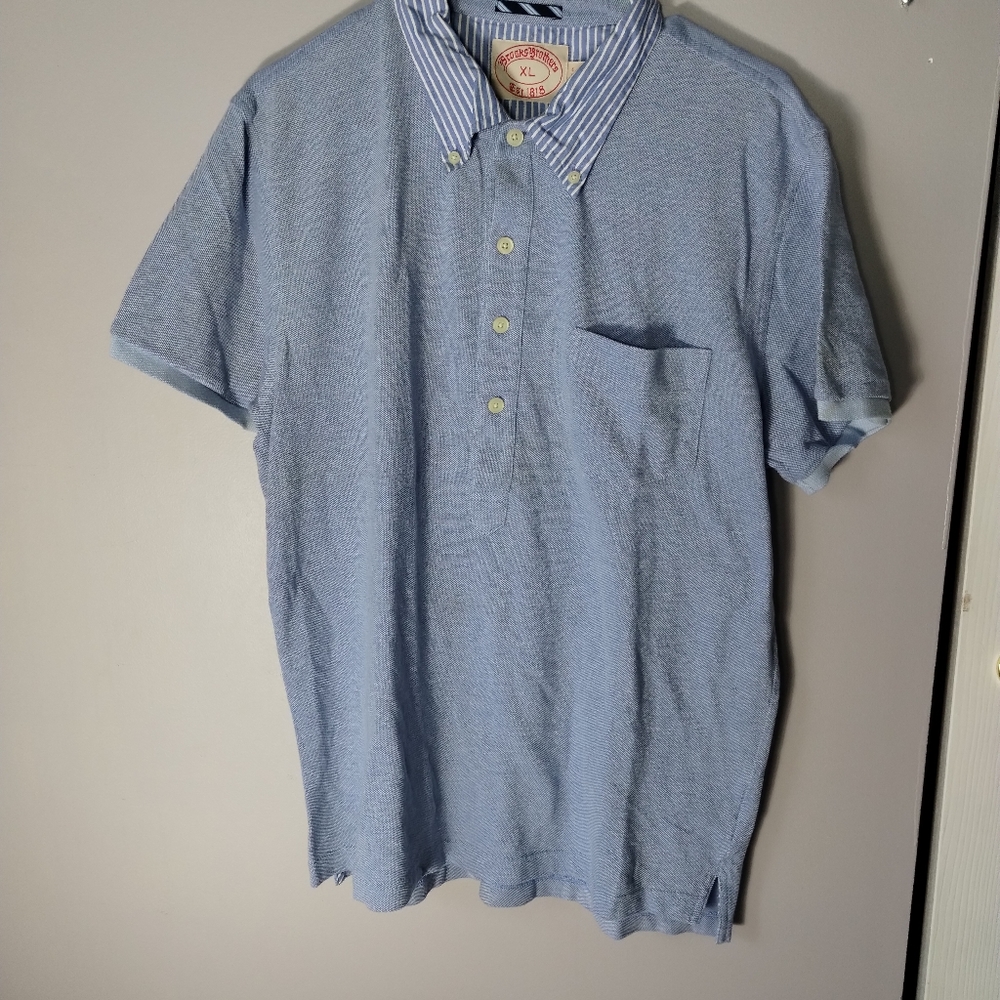 Brooks Brothers Polo Shirt Mens Extra Large XL Blue Cotton Golf Preppy